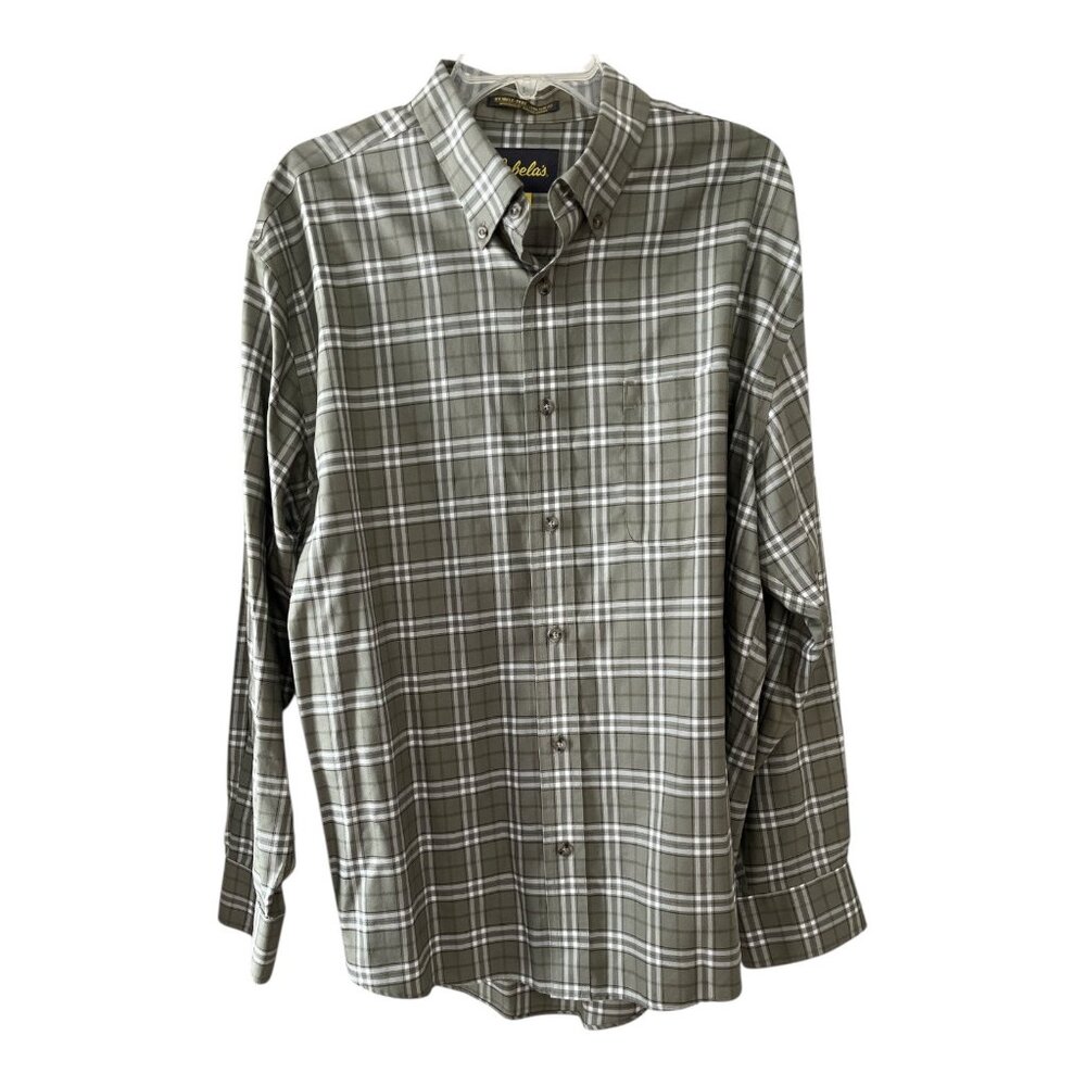 Cabela’s Men’s XL Wrinkle-Free Plaid Button-Down Shirt – Long Sleeve 100% Cotton